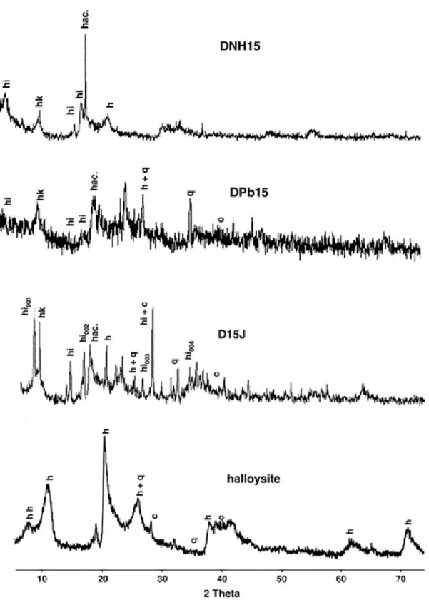 Figure III.15: Spectres DRX des produits d’intercalation de l’halloysite par M n+ (CH 3 COO) n
