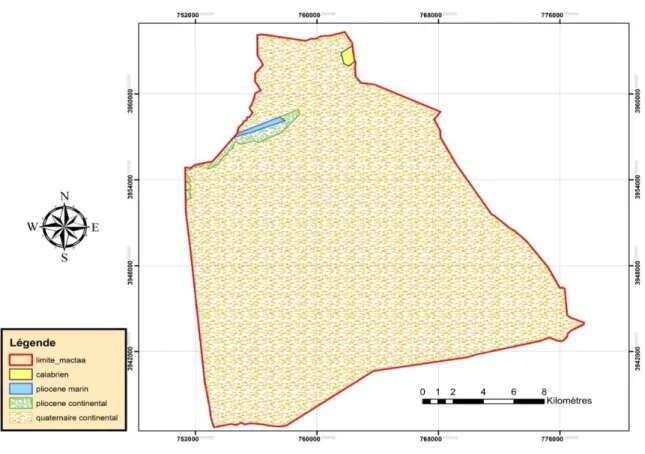 Figure n° 02  : Carte géologique de la zone d’étude (C.F. Mostaganem, HACHEMI 2018).