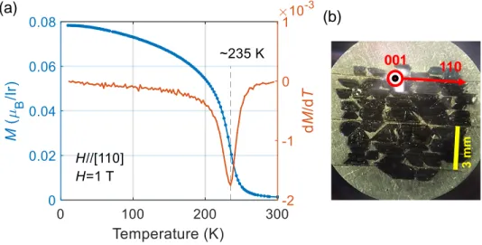 FIG. S1. (a) Temperature dependence of the uniform magnetization and its derivative measured by a SQUID