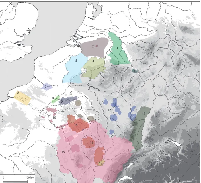 Fig. 1.   Carte des différents secteurs étudiés dans ce volume (DAO M. Reddé).