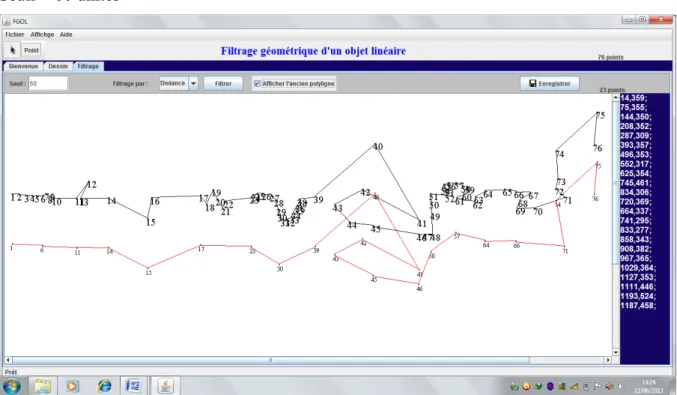 Fig. 22 : Premier test – filtrage par distance