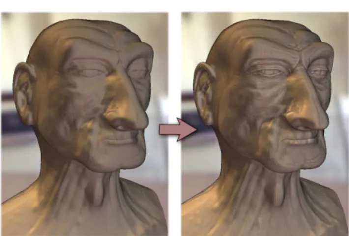 Fig. 1: Our novel Radiance Scaling technique enhances surface features through shading, here only making use of specularities