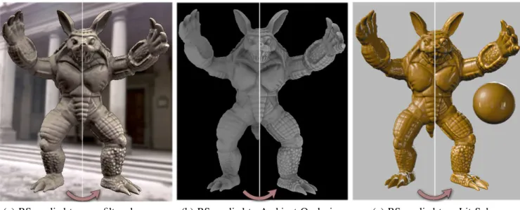 Figure 8-a shows the warping of prefiltered environment maps using the Armadillo model