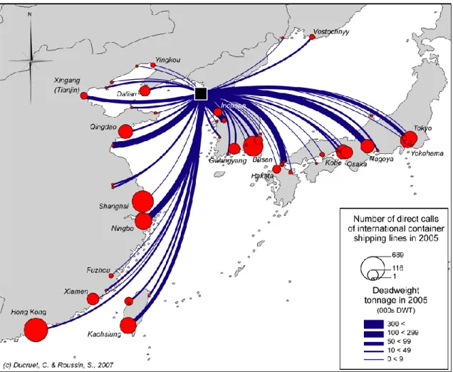 Figure 4: Direct maritime linkages of Nampo port 