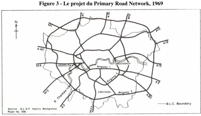 Figure 3 - Le projet du Primary Road Network, 1969 