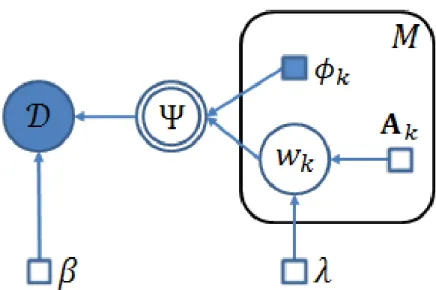 Figure 3.2: Graphical representation of the probabilistic registration model. The data pair D is put in relation via a transformation Ψ of space, up to some noise (β)