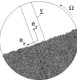 FIG. 1: Typical snapshot of the steady surface flows in the simulated 2D rotating drum