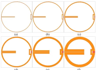 Fig. 5.  Radiation efficiency of the MIICA as a function of the strip width,  simulated and measured in the anechoic chamber