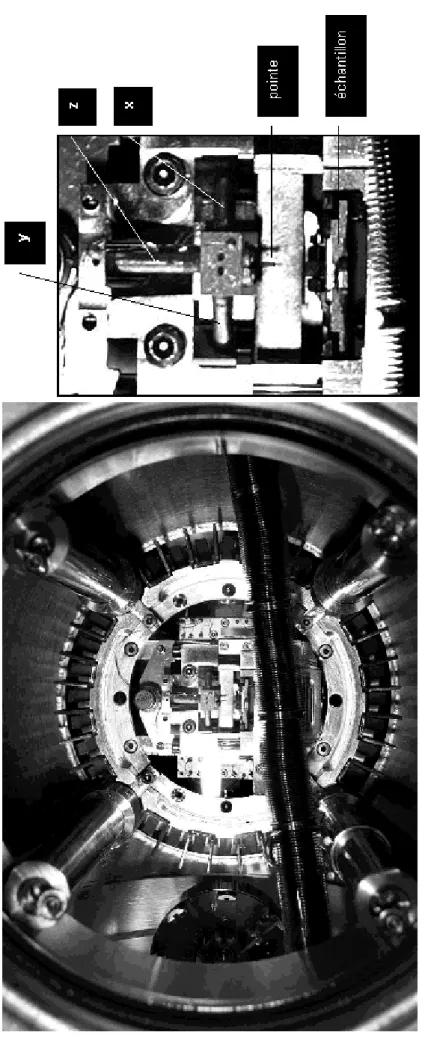 Figure 1.6 :Microscope à effet tunnel utilisé sous ultra-vide au CRHEA pour l'analysein-situ de surfaces de semi-conducteurs composés