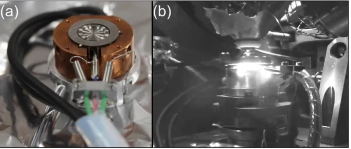 Figure 1. Views of the FurnaSEM heating stage. a) Positioned on the stage of the ESEM