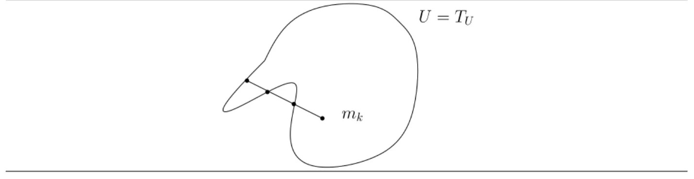 Figure 2.14 Not allowed by assumption 1 as there are multiple intersection point between a direction and the restriction of an energy level set to a basin.