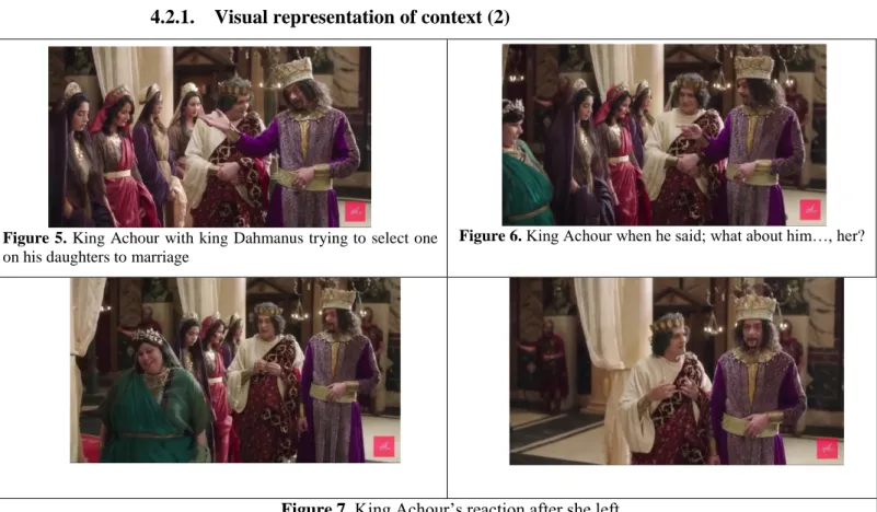 Figure 5. King Achour with king Dahmanus trying to select one  on his daughters to marriage