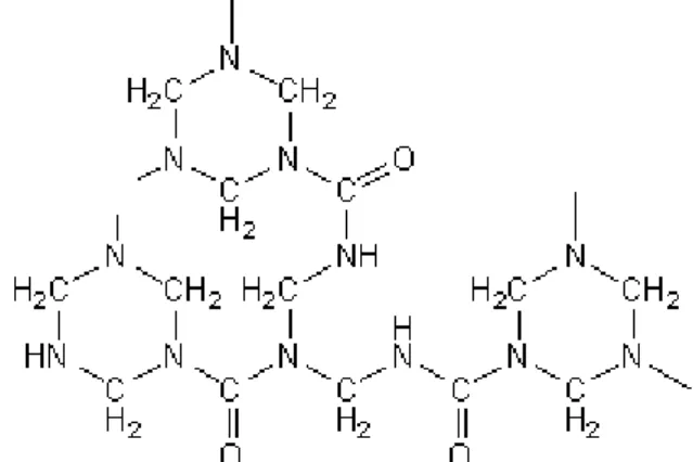 Figure II.2: Réaction de synthèse d’une résine UF: phase de condensation. 