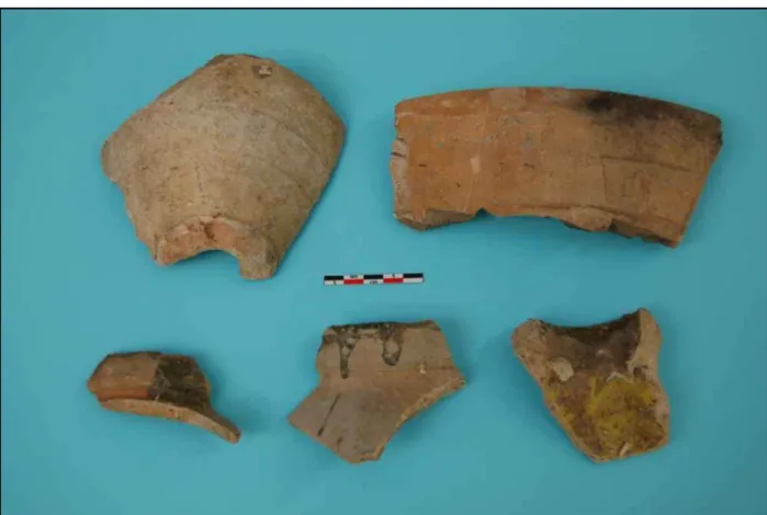Figure 5.  Sherds of sugar-refining pottery produced in Sadirac, excavated from Baillif, Guadeloupe, 2006