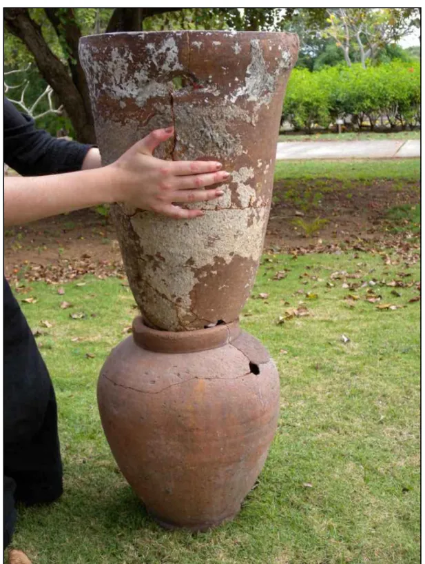 Figure 2.  Locally-produced sugar cone and drip jar from Guadeloupe   (Edgard Clerc Museum collection - Guadeloupe)