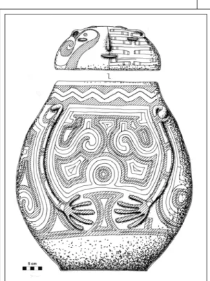 Figura 9. Urna antropomorfa pintada Caviana, Sur del  Amapá (dibujo Rostain)