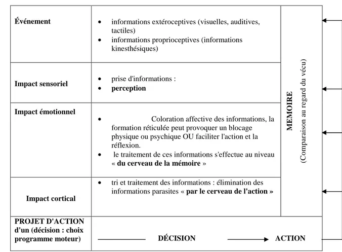 Tableau 2. Activité motrice et apprentissage en natation (Schmidt  modifié Maitrot G.)