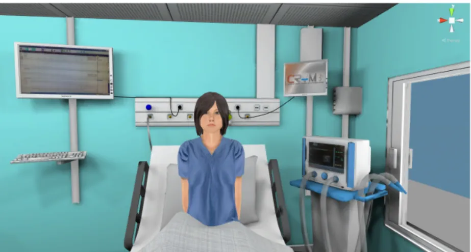Fig. 5: Virtual room with the embodied conversational agent displayed in the PC condition.