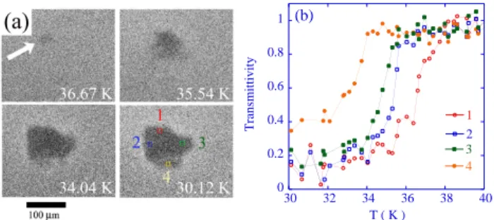 TABLE I: Superconducting properties of the crystals used in this study. 00.20.40.60.81 30 32 34 36 38 401243TransmittivityT ( K )(b)