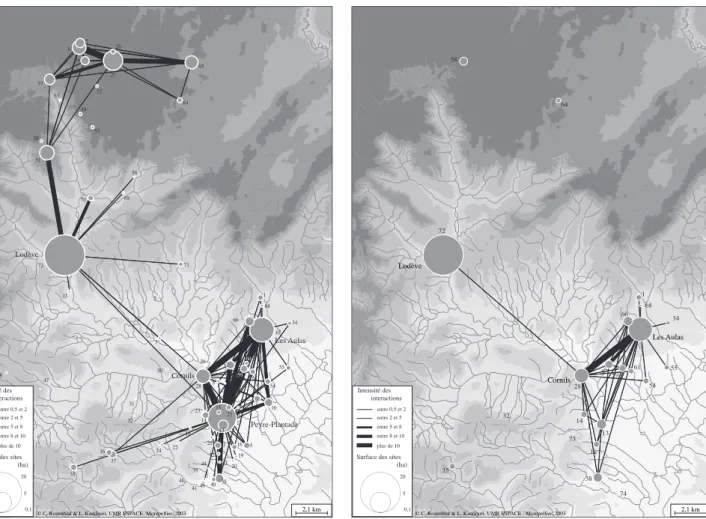 Fig. 12a : Réseau d’interactions théoriques au Haut-Empire. Fig. 12b : Réseau d’interactions théoriques de l’Antiquité tardive.