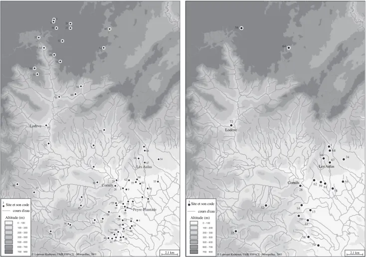 Fig. 2a : Sites du Haut-Empire. Fig. 2b : Sites de l’Antiquité tardive.