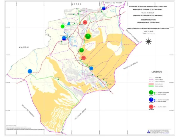 Figure 26 : carte de Répartition des Zones D'Expansion Touristiques                                                       Source : SDAT WILAYA DE BECHAR PHASE I SEPTEMBRE 2013 