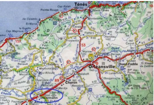 Figure N°8 : Carte-routiere Oued Rhiou – MAP 