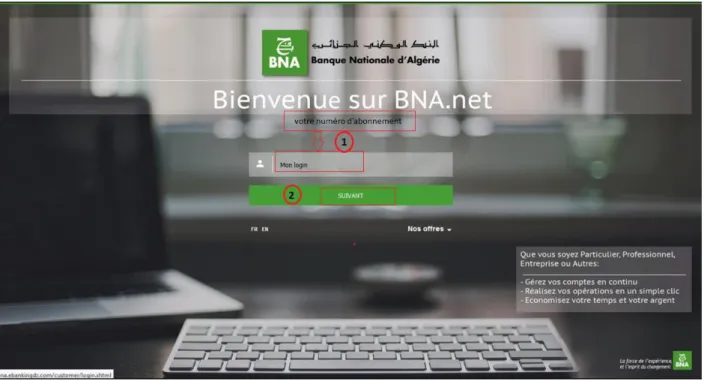 Figure n°10 : Connexion à la plateforme E-Banking 