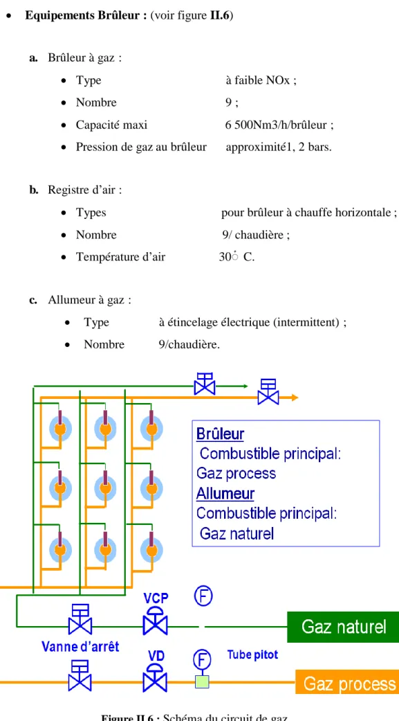 Figure II.6 :  Schéma du circuit de gaz. 