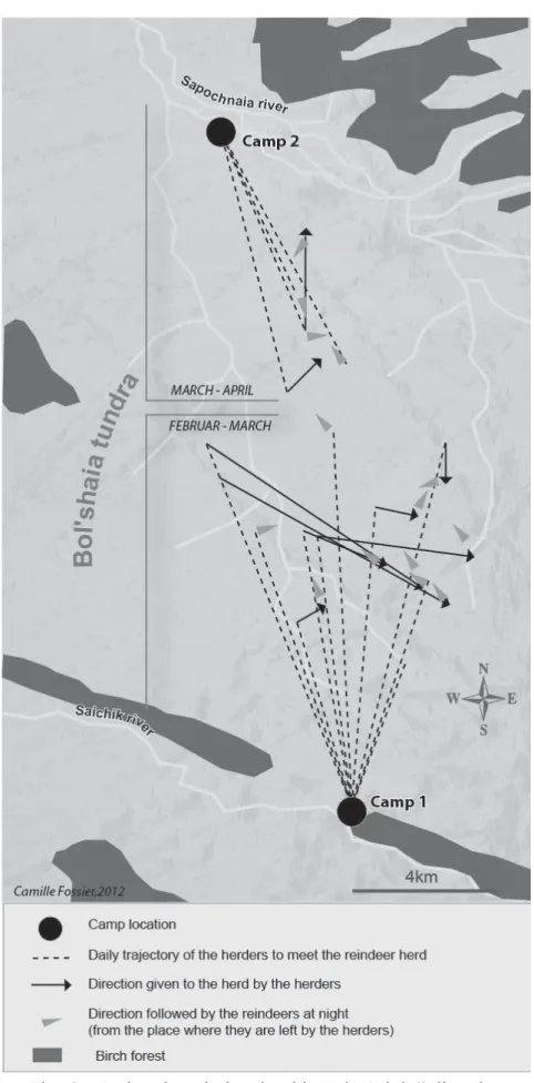 Fig. 6. Moving the reindeer herd into the “right” direction