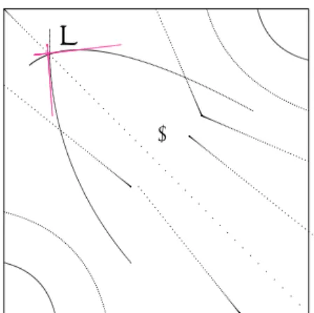 Fig. 2. (1 + γ(x)) 2 = the ratio of slopes of linearized indifference curves at x.