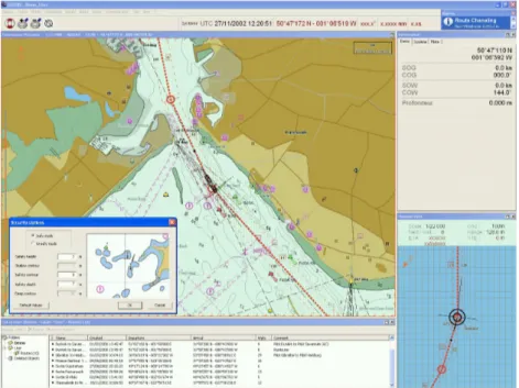 Figure I. 5 - Exemple d'un navire suivant une route à l'aide du logiciel ECDIS 