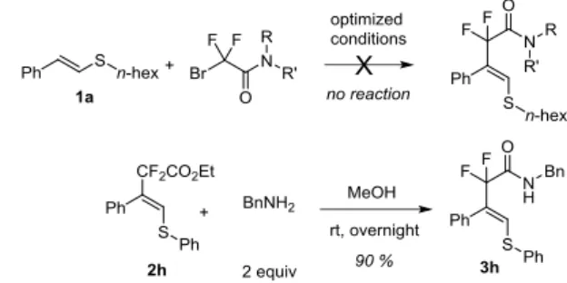 Table  2  Scope  of  the  copper-catalyzed  ethoxy  carbonyl  difluoromethylation of various alkenyl thioethers 1