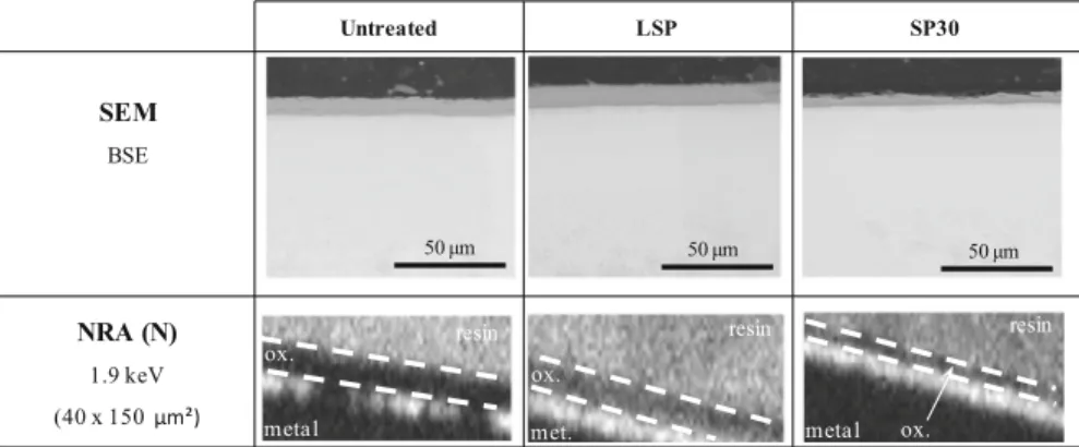 Figure 7 presents a schematic picture of the cross section for untreated, LSP and SP30 samples