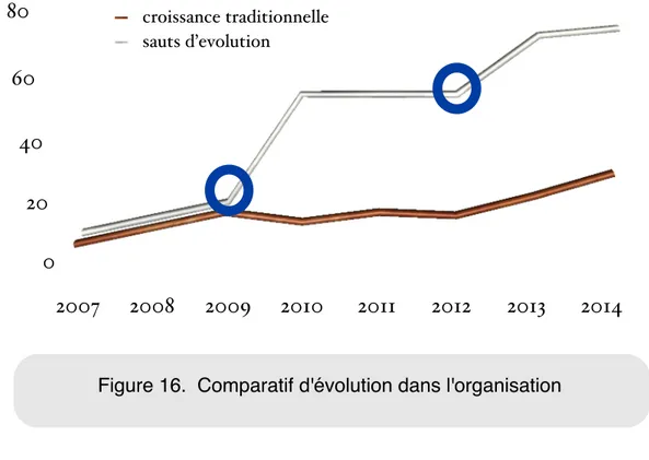 Figure 16.  Comparatif d'évolution dans l'organisation0204060802007200820092010201120122013 2014