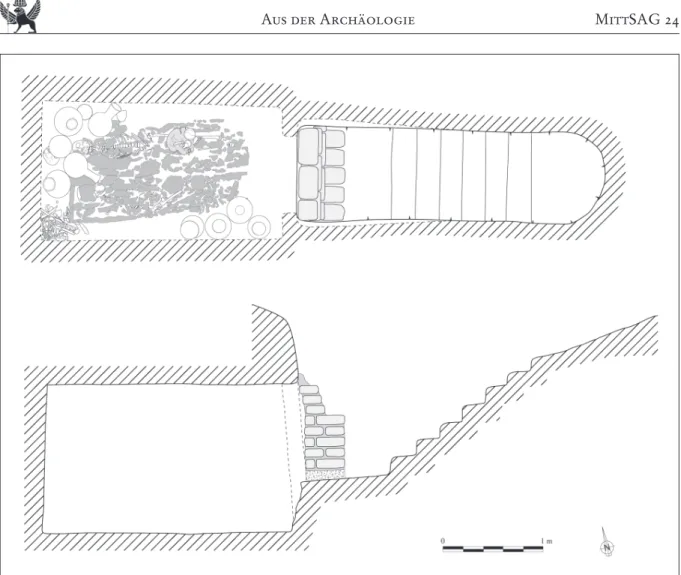 Fig. 2: Plan and section view of the grave I T 87.