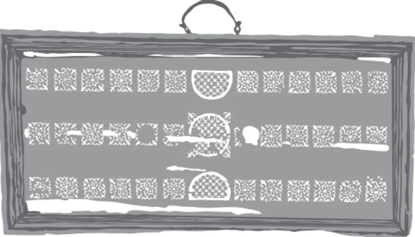 Fig. 6: Drawing of the Qustul Duodecim Scripta board by Jennifer  Steffey after a photograph from Emery/Kirwan (1938, pl