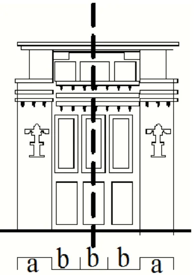 Fig 2.11. Axe de  symétrie de la façade du palais consulaire 