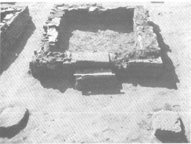 Fig.  10 — Seuil et  élévation de la cella n°  4  :  comparer le  parement  interne  du mur  ouest  à  ceux  des  cellae  2  (fig