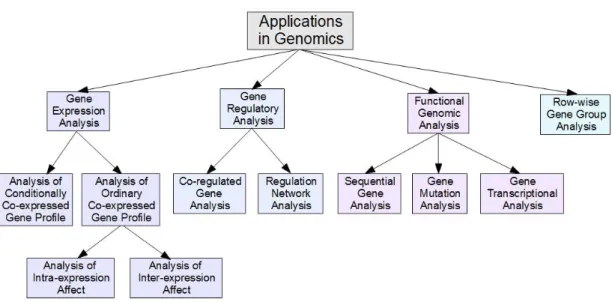 Figure 2.3: Categories of Pattern Mining Applications in Genomics