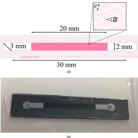 Fig. 1. (a) Schematic of a micro-channel with the micro structure region zoomed; (b) the picture of a Pyrex/Silicium/Pyrex sample