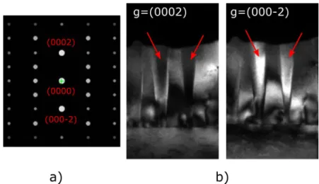 Figure 1.10.: Imaging inversion domain in AlN layers using many-beam dark-field imaging conditions