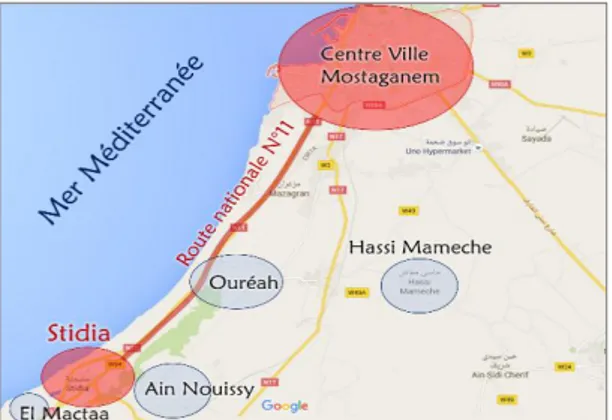 Figure 2.2 : Carte de Mostaganem  Source : Google earth  Consultée : 24/06/2014  Figure 2.1 : Carte de Mostaganem 