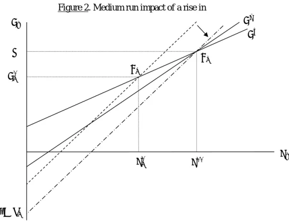 Figure 2. Medium run impact of a rise in  