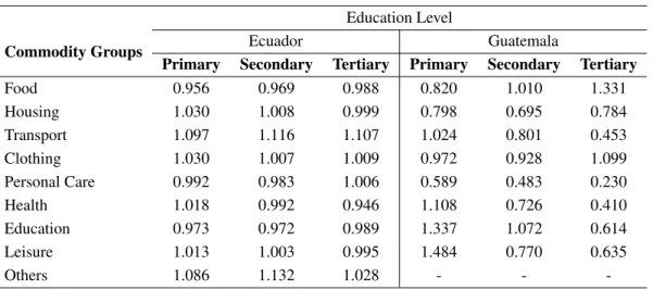 Table 2: Full Income Elasticities by Education Level