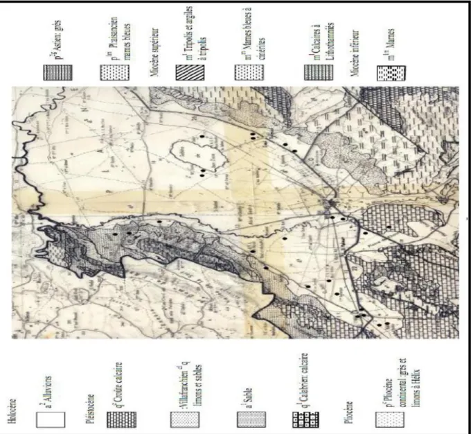 Figure 8. Carte géologique 1/50000 de Relizane(Boualla, 2002). 