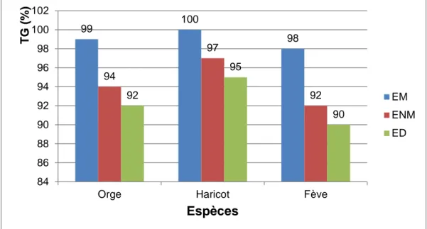 Figure 13. Effet de la magnétisation sur le taux de germination. 