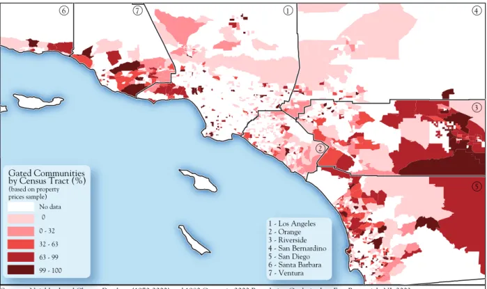 Figure 2. Properties in gated communities, percent of sample population, by Census tracts 
