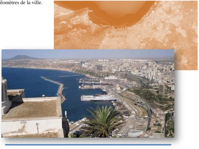 Figure 28 : Plan et Vue générale sur la frange marine de la ville d’Oran 