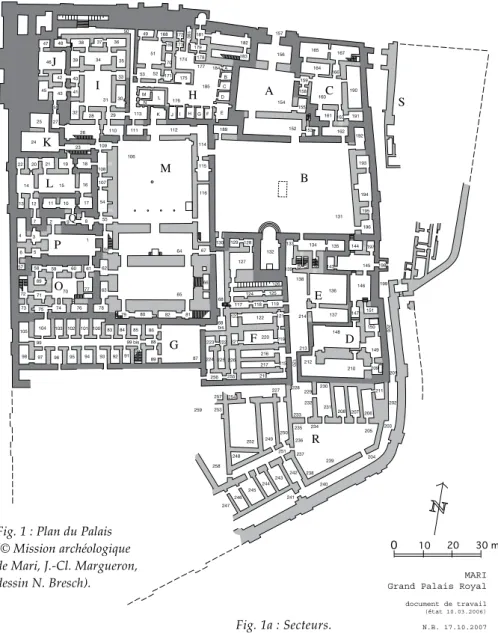 Fig. 1 : Plan du Palais  (© Mission archéologique  de Mari, J.-Cl. Margueron,  dessin N